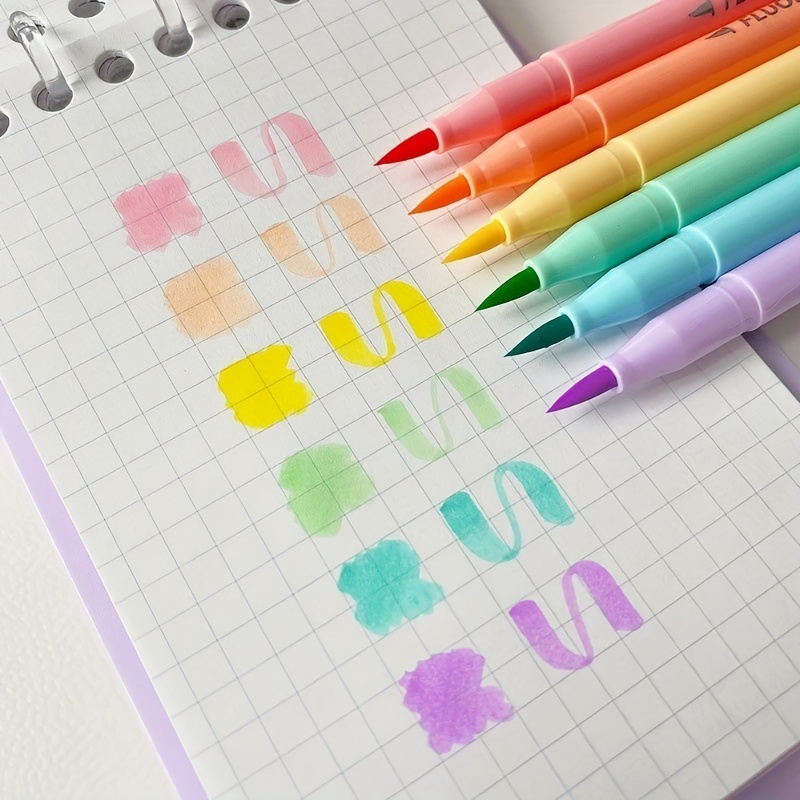 Highlighter Set Pastel - 6pcs 소프트 브러시 형광 펜 세트