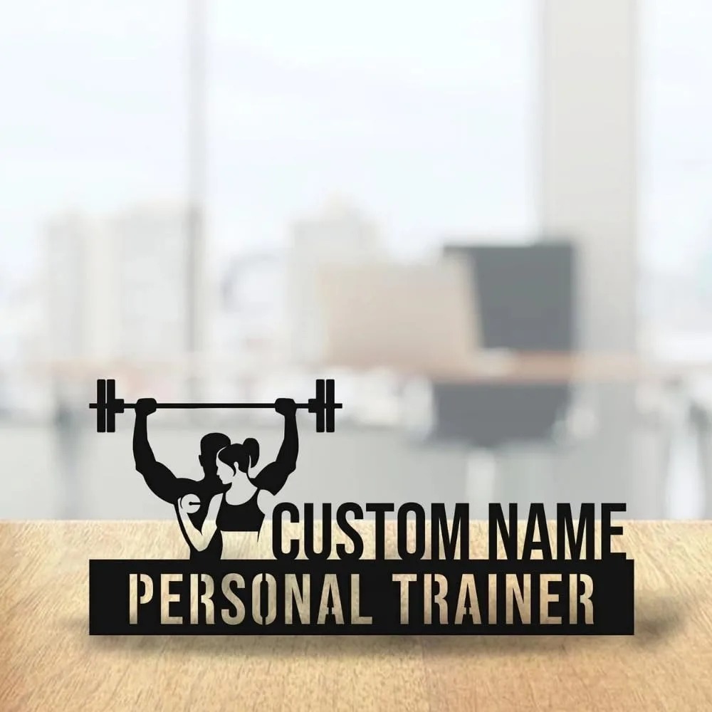 Desk Name Plate - 맞춤 각인 개인 트레이너 금속 데스크