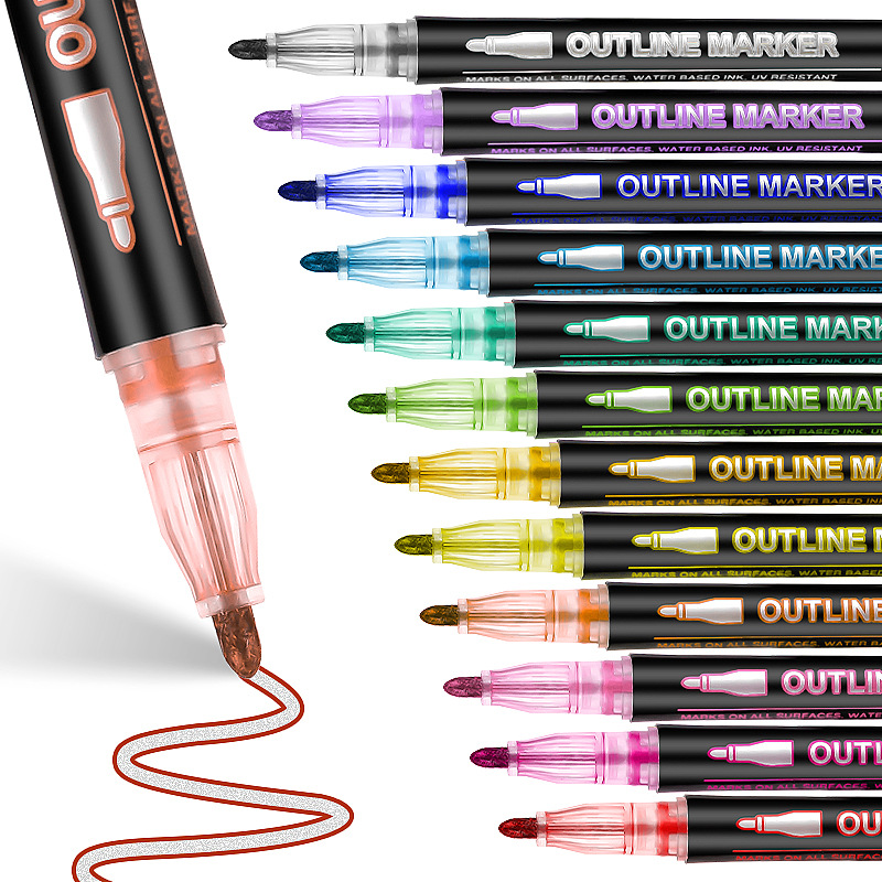 Highlighter Set Pastel - 8-60색상 더블 라인 아웃라인 아트 펜