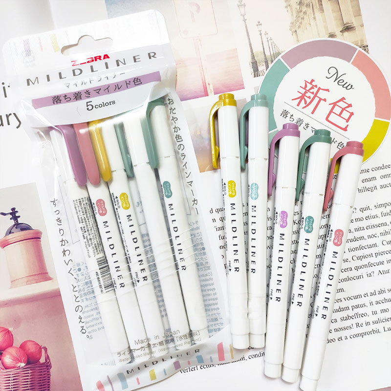 Highlighter Set Pastel - 새로운 얼룩말 마일드 라이너 형광펜 마커,