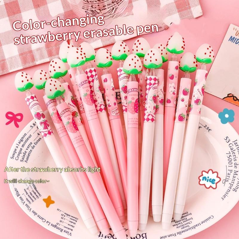 Gel Ink Pen Set - 딸기 디자인 지워지는 젤 펜 세트,