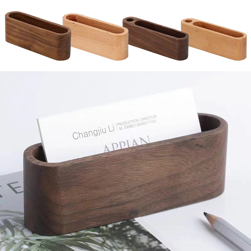 Desk Name Plate - 명함 홀더 나무 주최자 사무실 책상