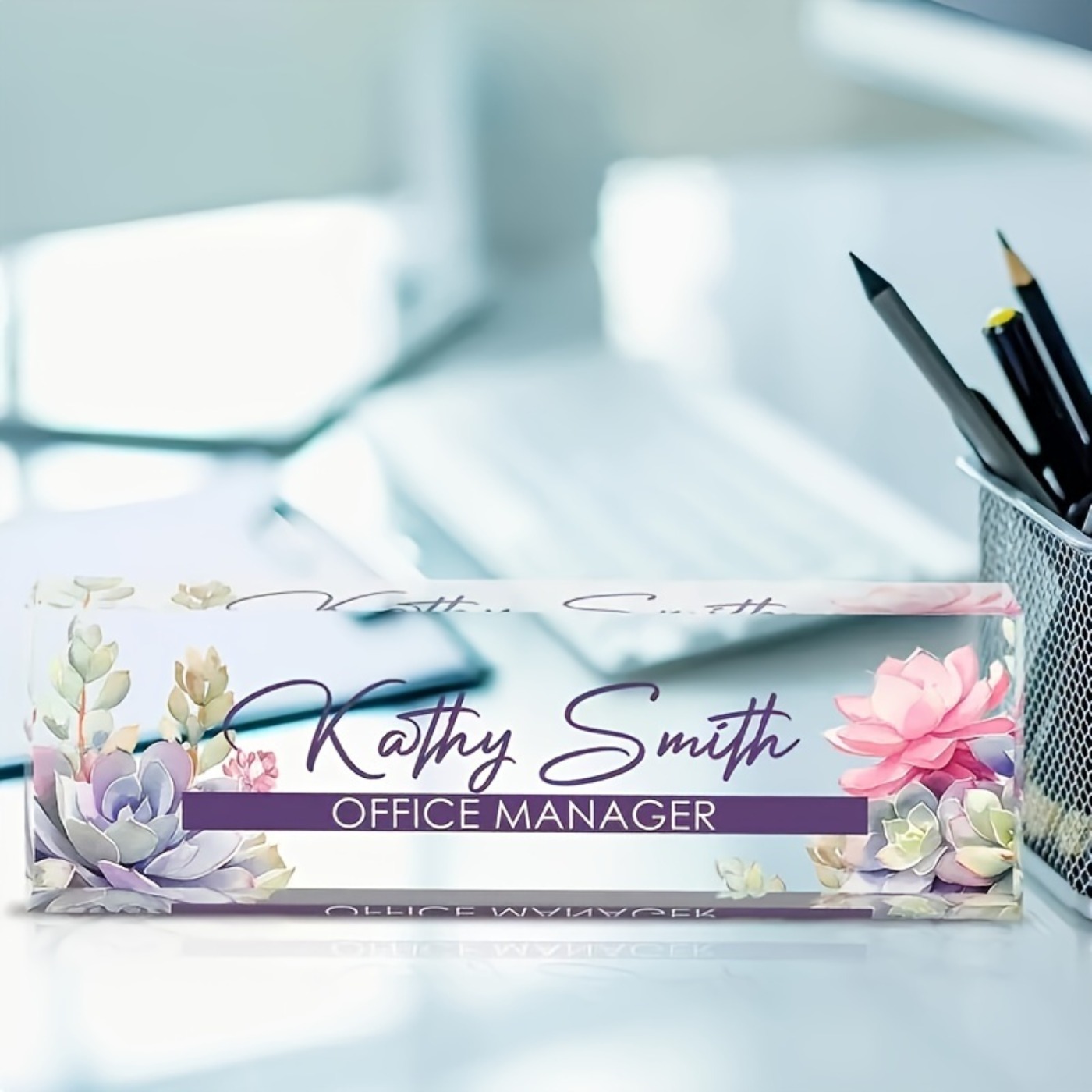 Desk Name Plate - 맞춤형 2D 아크릴 데스크 네임 플레이트,