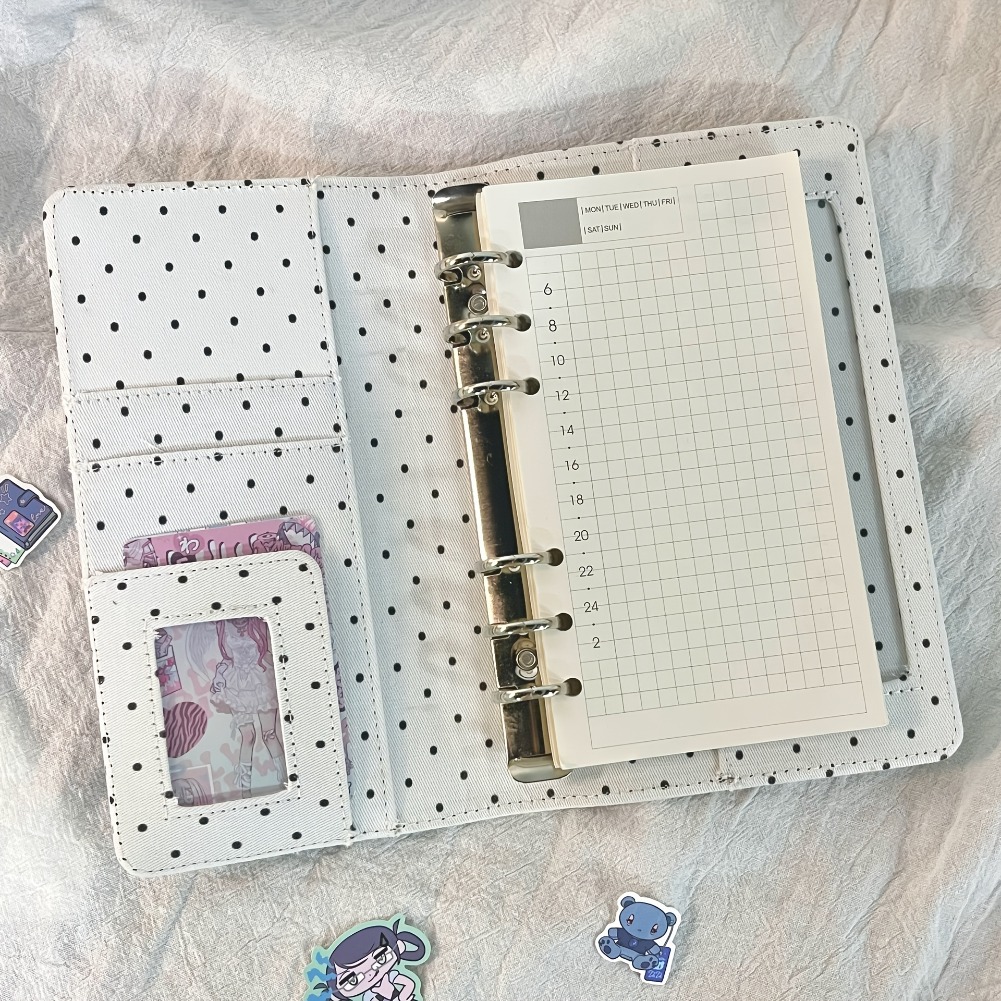 A6 폴카 도트 천 바인더 노트 6홀 루즈리프 휴대용  - Graph Paper Pad 리뷰 및 가격