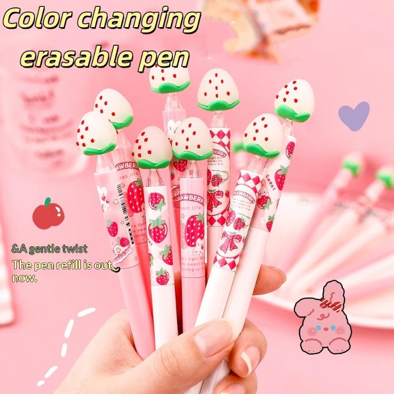 딸기 디자인 지워지는 젤 펜 세트, 빛에 민감한 색상  - Gel Ink Pen Set 리뷰 및 가격
