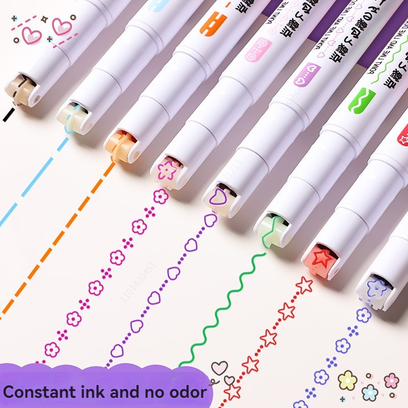 6-24개/세트 꽃무늬 라인 형상 형광펜 롤러팁 곡선  - Highlighter Set Pastel 리뷰 및 가격