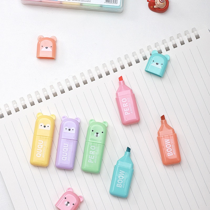 4/6/12 Pcs Kawaii Bear 형광펜 귀여운 - Highlighter Set Pastel 리뷰 및 가격