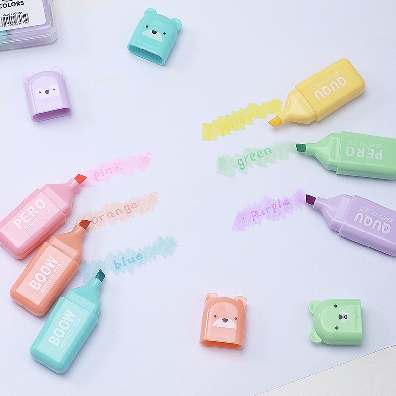 4/6/12 Pcs Kawaii Bear 형광펜 귀여운 - Highlighter Set Pastel 리뷰 및 가격