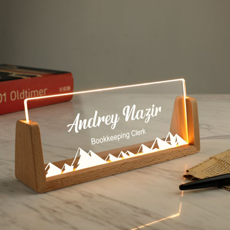 맞춤형 개인화된 조명 아크릴 책상 명패 나무 받침대 사 - Desk Name Plate 리뷰 및 가격