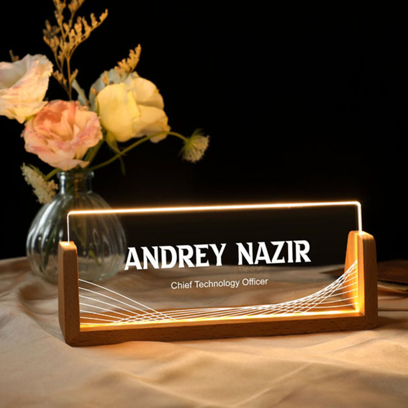맞춤형 개인화된 조명 아크릴 책상 명패 나무 받침대 사 - Desk Name Plate 리뷰 및 가격