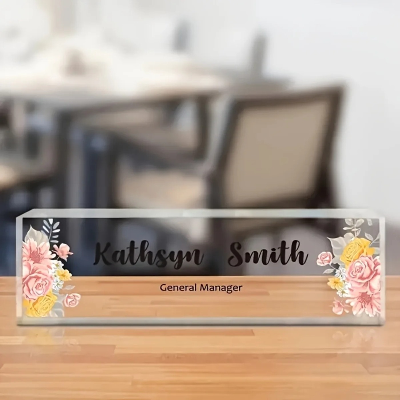 1PC 2D 플랫 우아한 꽃무늬 아크릴 책상 명판, 홈 - Desk Name Plate 리뷰 및 가격