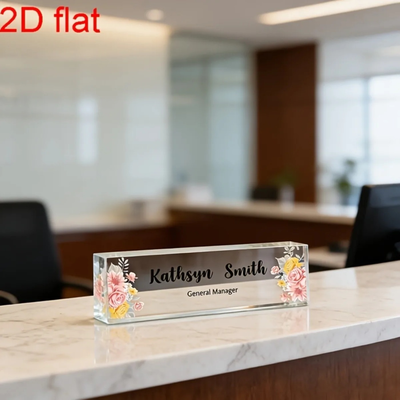 1PC 2D 플랫 우아한 꽃무늬 아크릴 책상 명판, 홈 - Desk Name Plate 리뷰 및 가격
