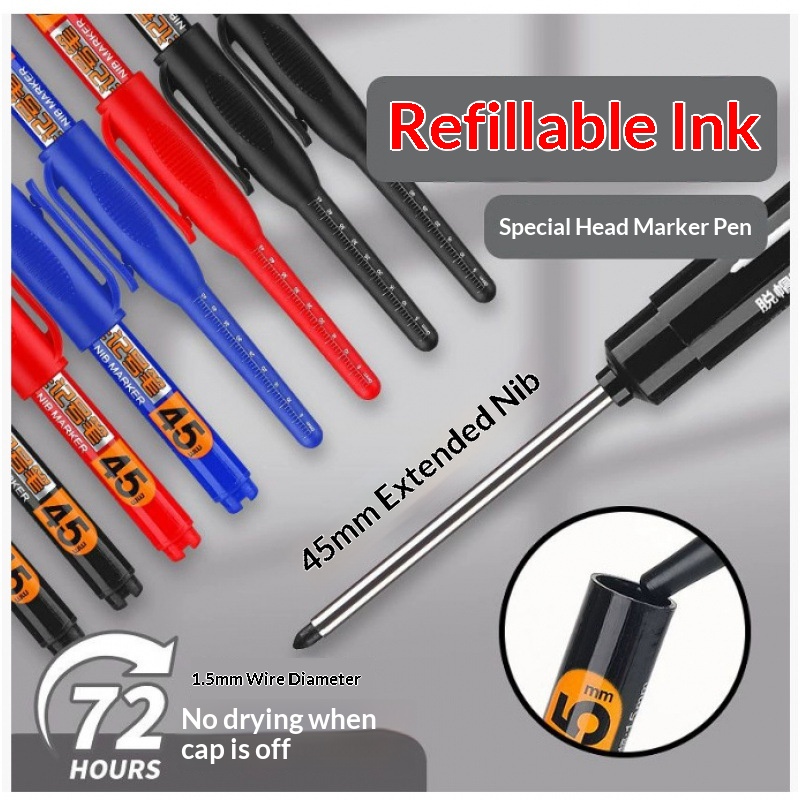 12/2개입 45mm 딥홀 마커 펜 롱 닙 헤드 목수용 - Whiteboard Marker Set 리뷰 및 가격