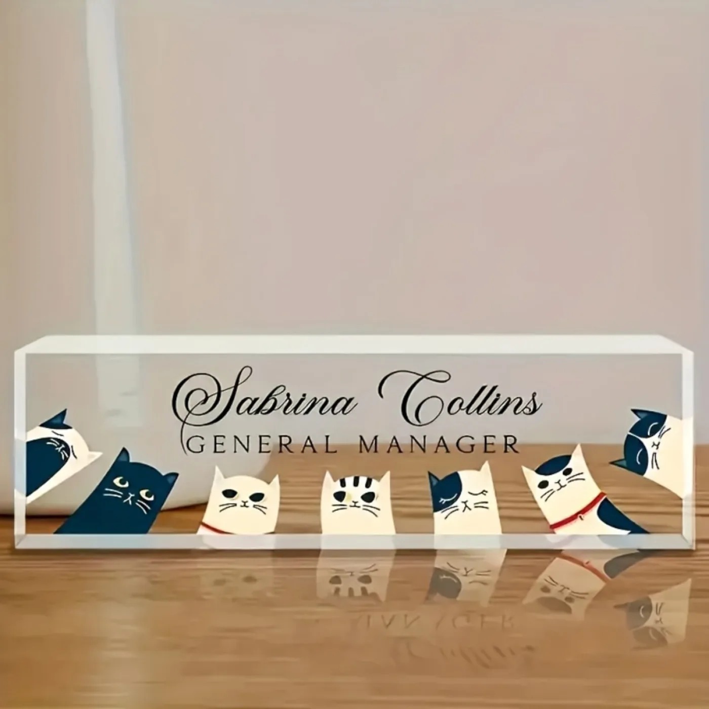 [2D 평면형] 맞춤형 투명 고양이 테마 아크릴 데스크 - Desk Name Plate 리뷰 및 가격