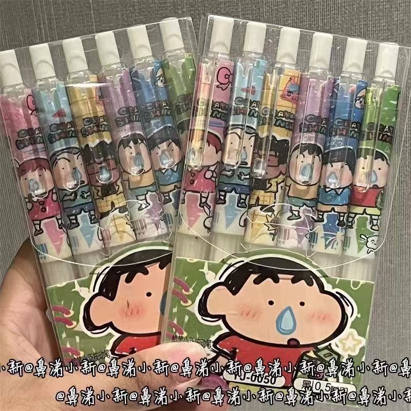 6pcs 크레용 신짱 학생 프레스 젤 펜 세트 크리 에 - Gel Ink Pen Set 리뷰 및 가격