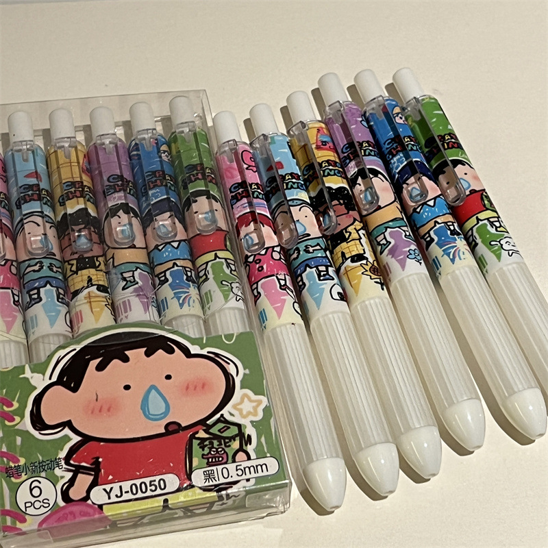 6pcs 크레용 신짱 학생 프레스 젤 펜 세트 크리 에 - Gel Ink Pen Set 리뷰 및 가격