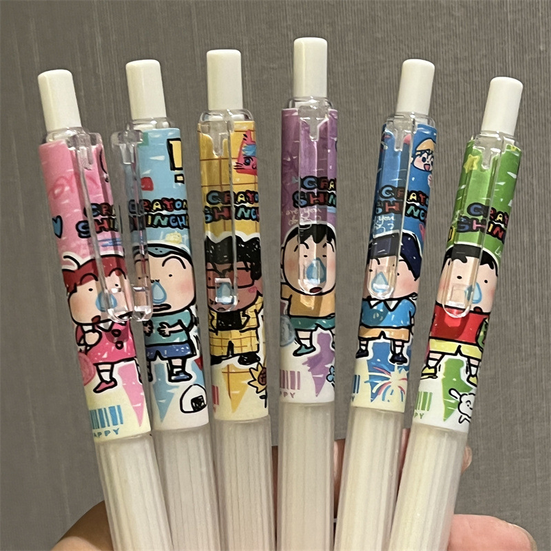 6pcs 크레용 신짱 학생 프레스 젤 펜 세트 크리 에 - Gel Ink Pen Set 리뷰 및 가격