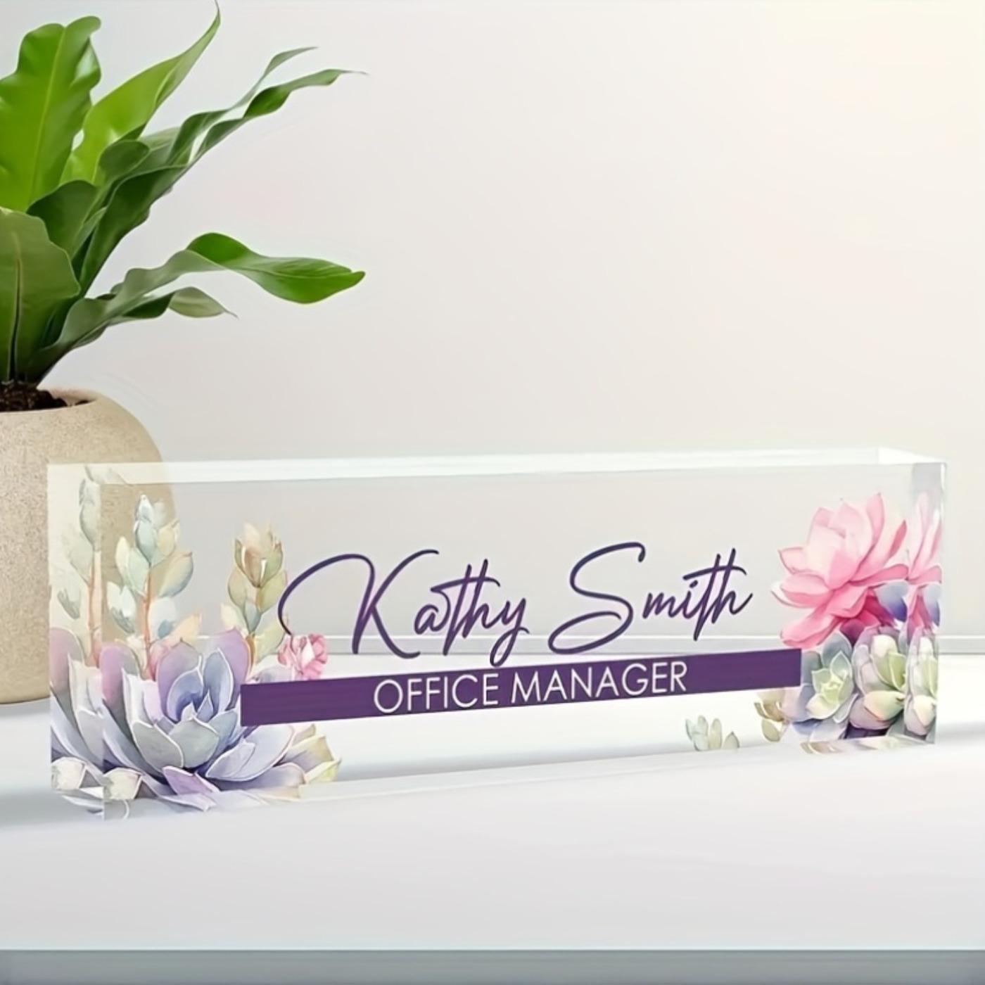 맞춤형 2D 아크릴 데스크 네임 플레이트, 다육 식물  - Desk Name Plate 리뷰 및 가격