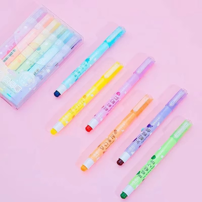 6 색/세트 파스텔 젤 형광펜 향수 성경 형광펜 블리드 - Highlighter Set Pastel 리뷰 및 가격